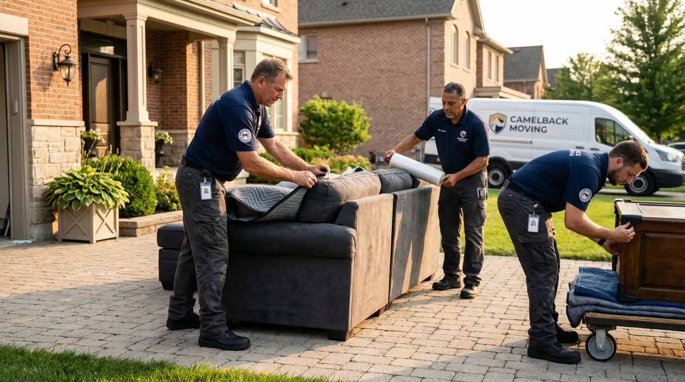 Large estate moving crew wrapping furniture in Seagoville, TX